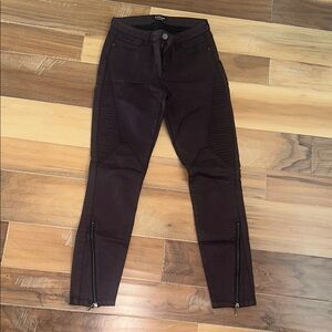 bebe burgundy Ankle & Cropped low rise moto women Jeans